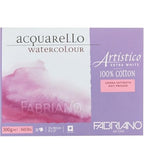 Fabriano Artistico Acquarello 20 feuilles de carton aquarelle 300 g/m² Blanc naturel satiné 18 x 26 cm