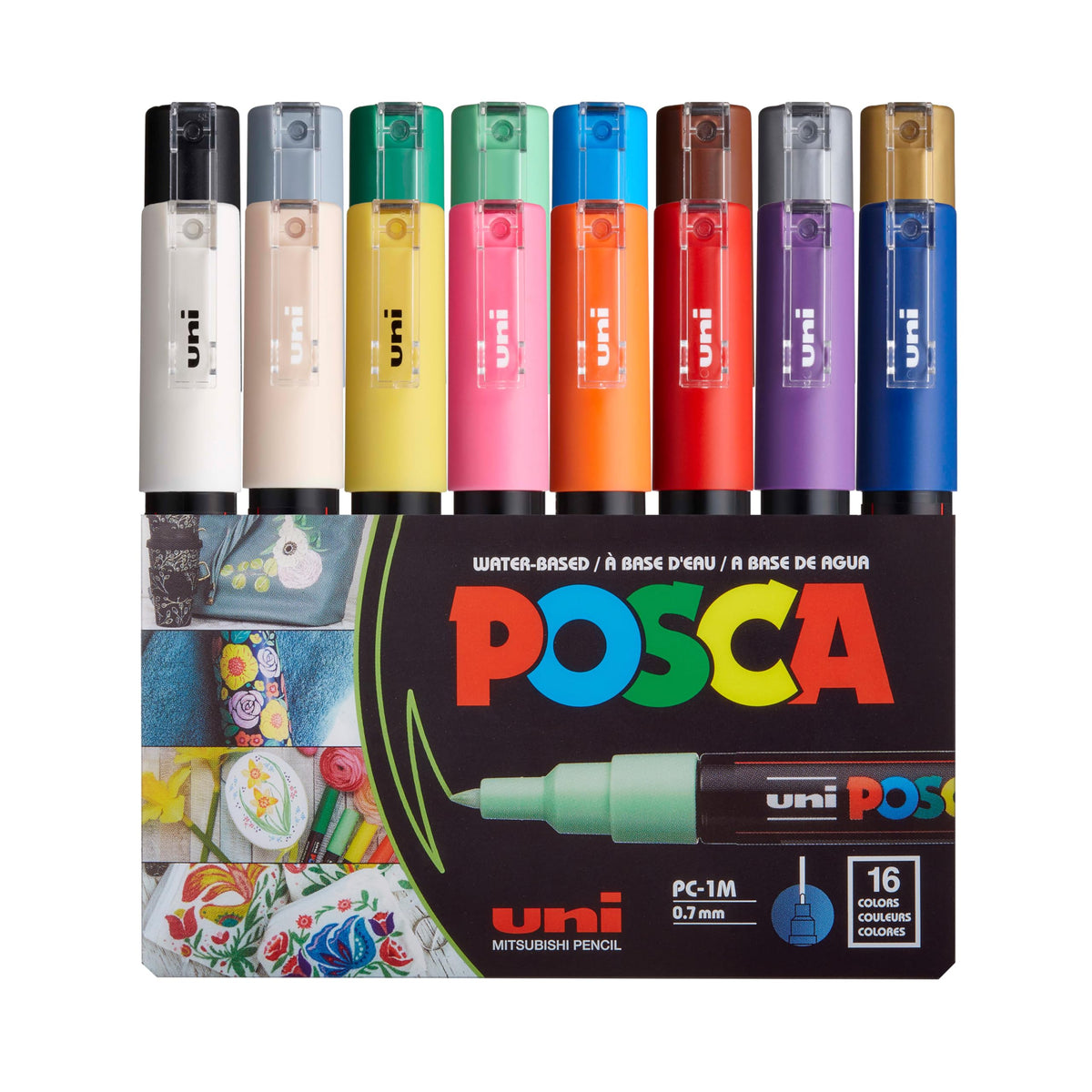 Posca Marqueur peinture – PC-1M extra fin 0,7 mm, 16 couleurs