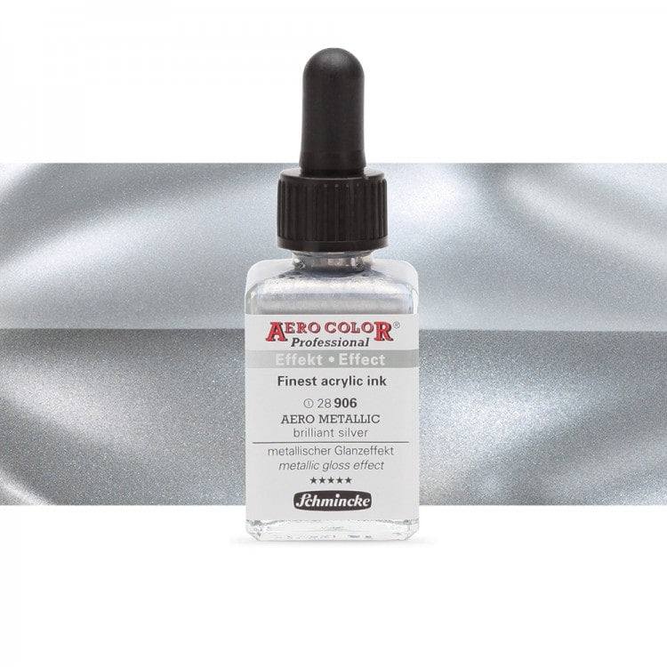 Aero shine Brilliant silver (28ML) Aerocolor finest ink by SCHMINCKE