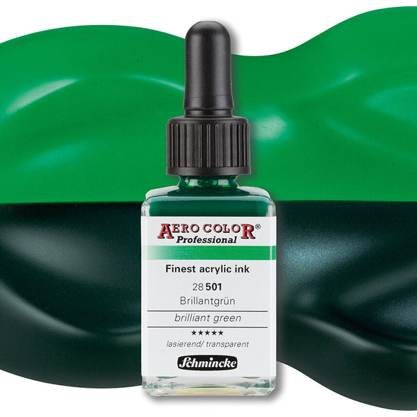 Aero shine Brilliant green (28ML) azerocolor finest ink by SCHMINCKE