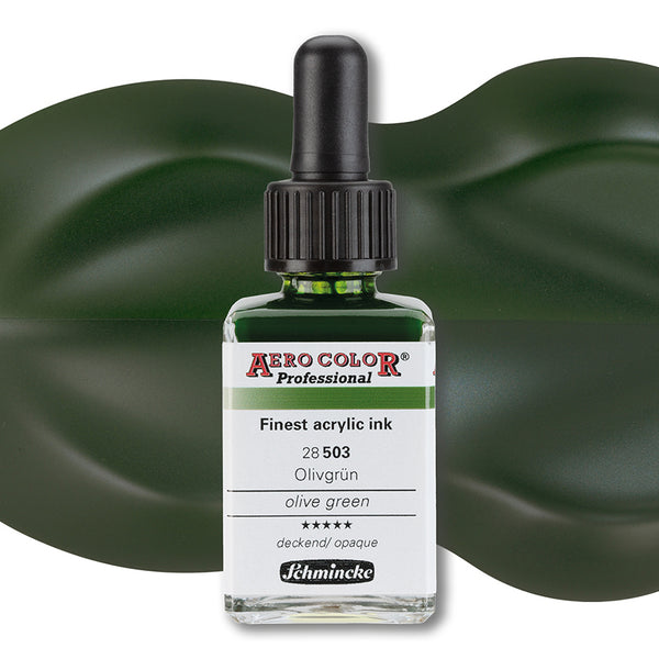 Aero shine olive green (28ML) aerocolor finest ink by SCHMINCKE