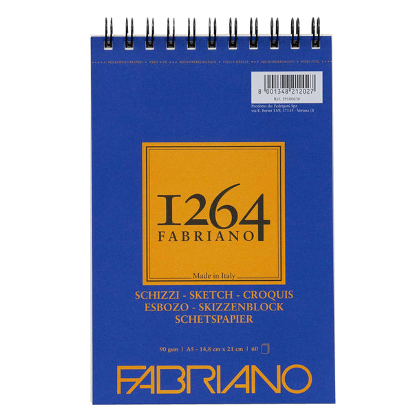 Bloc Fabriano 1264 Sketchbook A5 – 90 g/m² – 60 feuilles