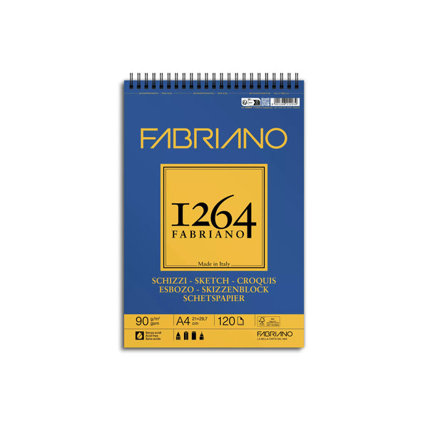 Fabriano 1264 Sketch A4 – 120 feuilles, 90 g/m², spirale dessus