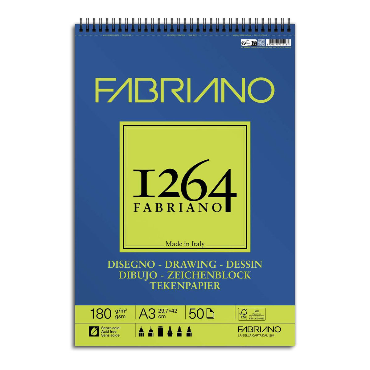 Bloc Fabriano 1264 Drawing A3 180 g/m² – 50 feuilles