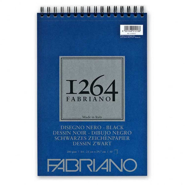 Bloc Fabriano 1264 Black Drawing A4 – 40 feuilles – Spirale – 200 g/m²