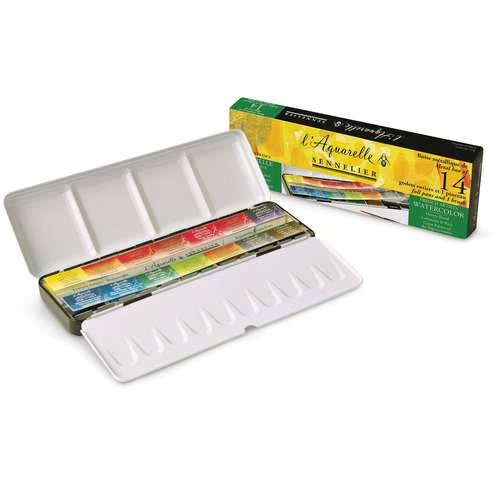 Boite métal Aquarelle Extra-fine 14 demi-godets
