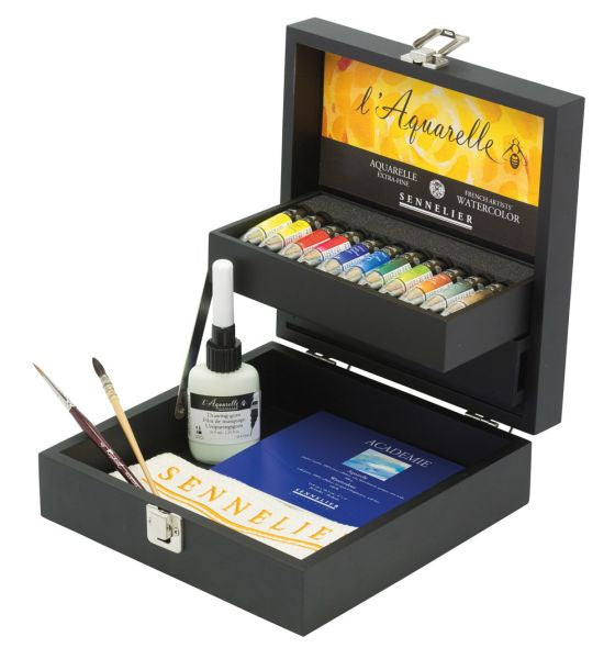 Coffret Aquarelle extra-fine de 11 couleurs x 10ml + accessoires