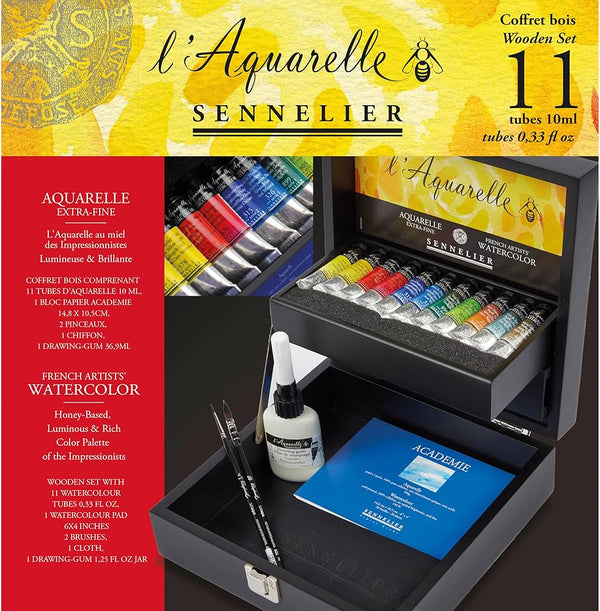 Coffret Aquarelle extra-fine de 11 couleurs x 10ml + accessoires