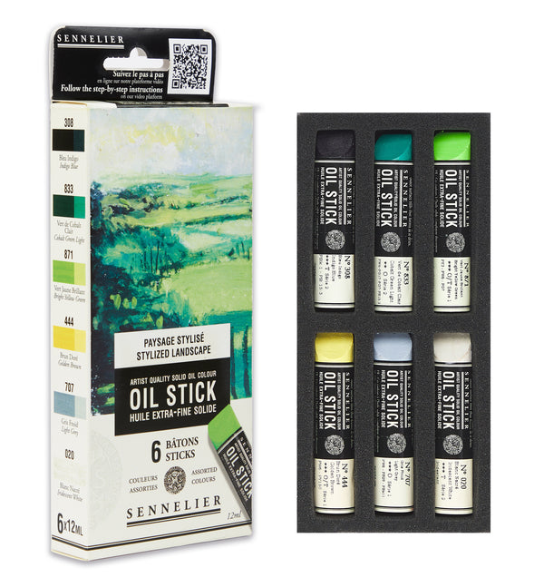 Etui 6 mini Oil Sticks Paysage Stylisé