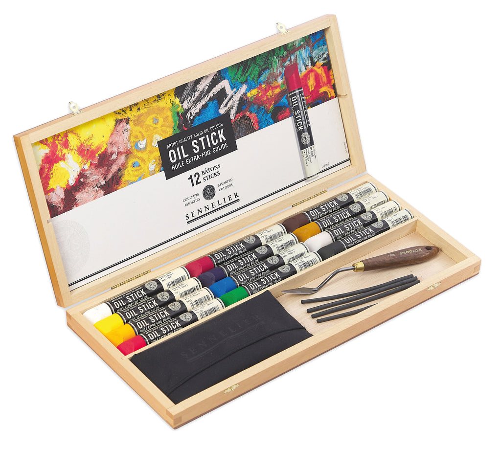 Coffret bois de 12 Oil Sticks SENNELIER
