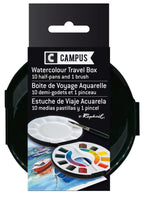 Set Aquarelle Campus Voyage 10 Demi-godets + 1 pinceau - CAMPUS