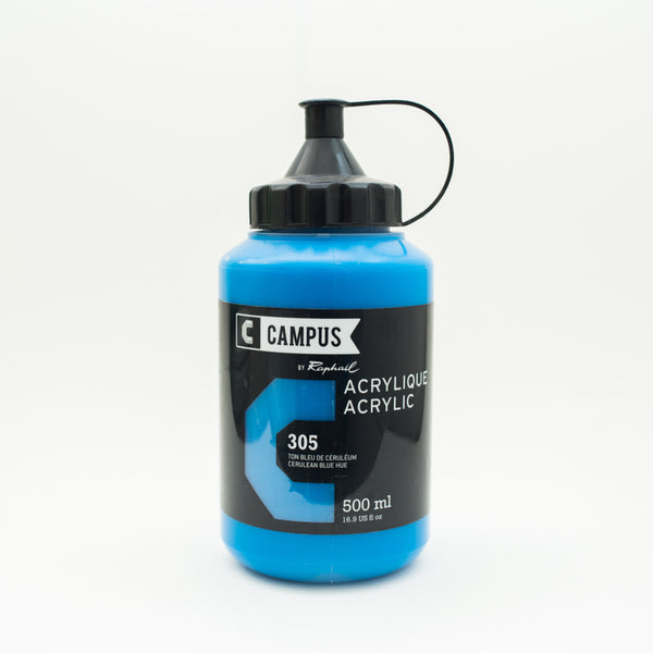 Acrylique Ton Bleu de Céruléum 500ml - Campus