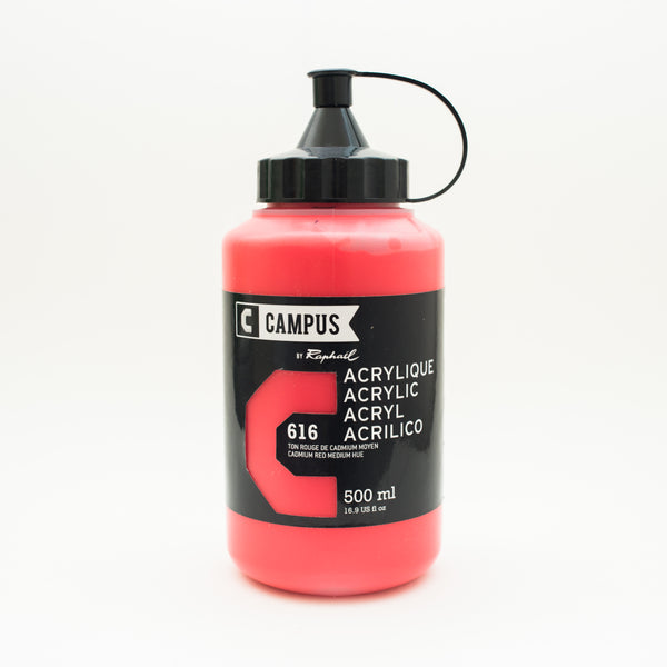 Acrylique Ton Rouge de Cadmium Moyen 500ml - Campus