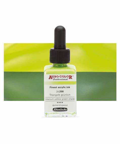 Aero shine Manium green yellow shade (28ML) aerocolor finest ink by SCHMINCKE