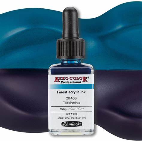 Aero shine Turquoise blue (28ML) aerocolor finest ink by SCHMINCKE