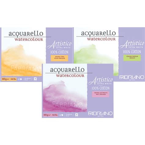Fabriano Artistico Acquarello Watercolour, Bianco, 31 X 41 Cm, 20 Fogli Da 300 G/m², Di Alta Qualità Per Artisti, Blocco 4 Lati, Bianco