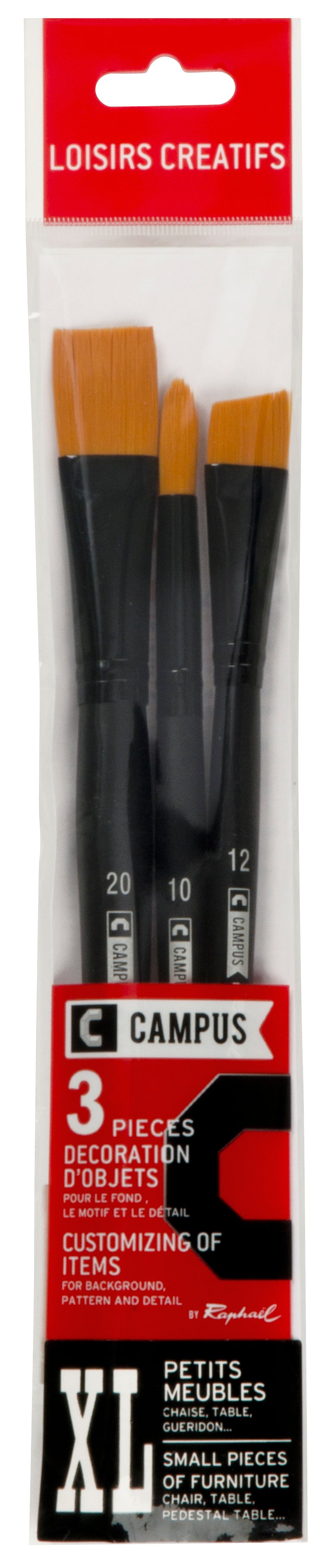 Set de 3 Pinceaux Loisirs TAILLE XL by CAMPUS