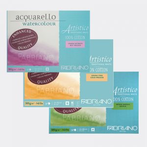 Fabriano Artistico Acquarello Watercolour, Bianco, 31 X 41 Cm, 20 Fogli Da 300 G/m², Di Alta Qualità Per Artisti, Blocco 4 Lati, Bianco