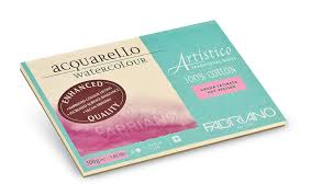 Fabriano Artistico Acquarello 20 feuilles de carton aquarelle 300 g/m² Blanc naturel satiné 18 x 26 cm