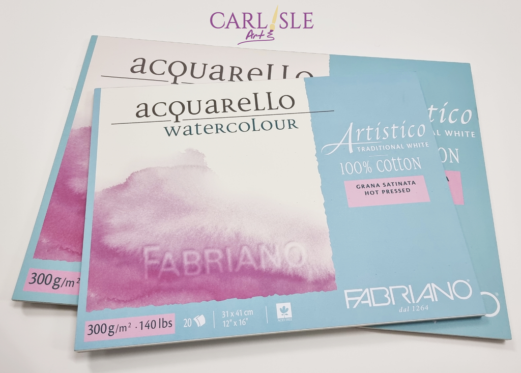 Fabriano Artistico Acquarello Watercolour Extra Blanc Grain épais 26 x 36 cm 20 Feuilles 300 g/m² Carton Aquarelle de qualité supérieure avec 4 côtés encollés