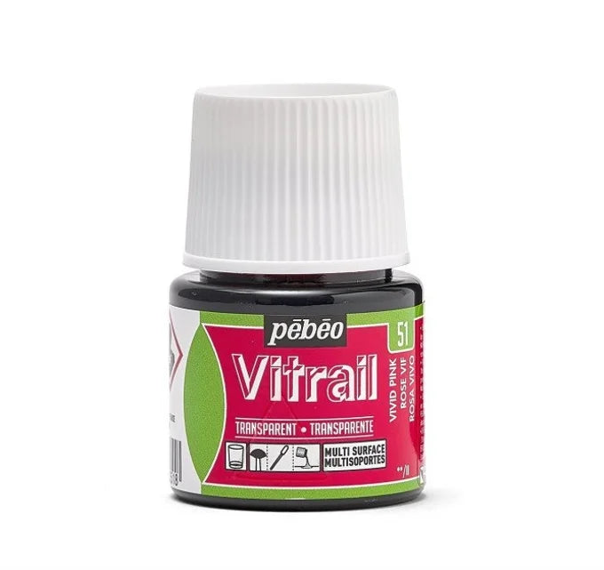 Peinture Vitrail Pebeo Rose vif N°51 45ml