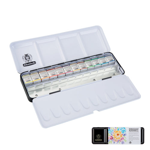 SCHMINCKE – Boîte 12 demi-godets d’aquarelle extra-fine Horadam