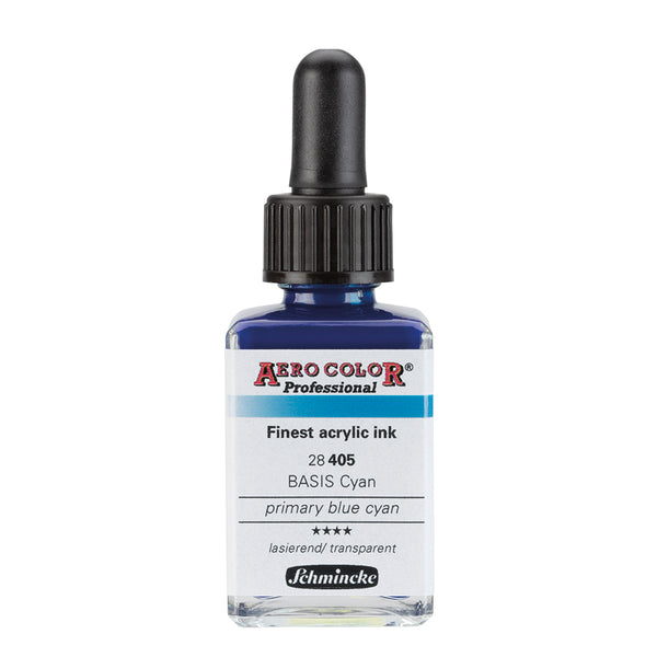 Aerocolor Bleu Primaire Cyan 28 ml - Encre acrylique la plus fine de SCHMINCKE