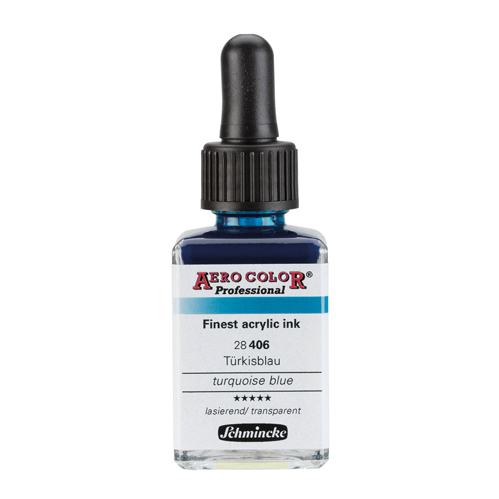 Aerocolor Bleu Turquoise 28 ml - Encre acrylique la plus fine de SCHMINCKE
