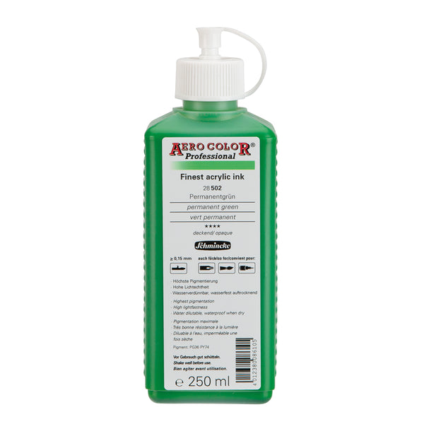 Vert Permanent (250 ml) - Encre Acrylique Aerocolor Finest par SCHMINCKE