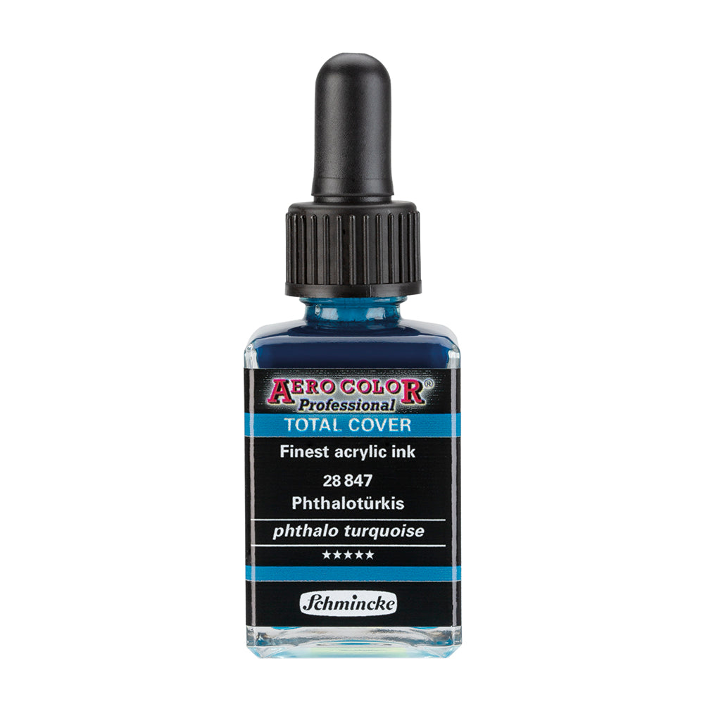 Turquoise Phtalo (28 ml) - Aerocolor Finest Acrylic Ink by SCHMINCKE