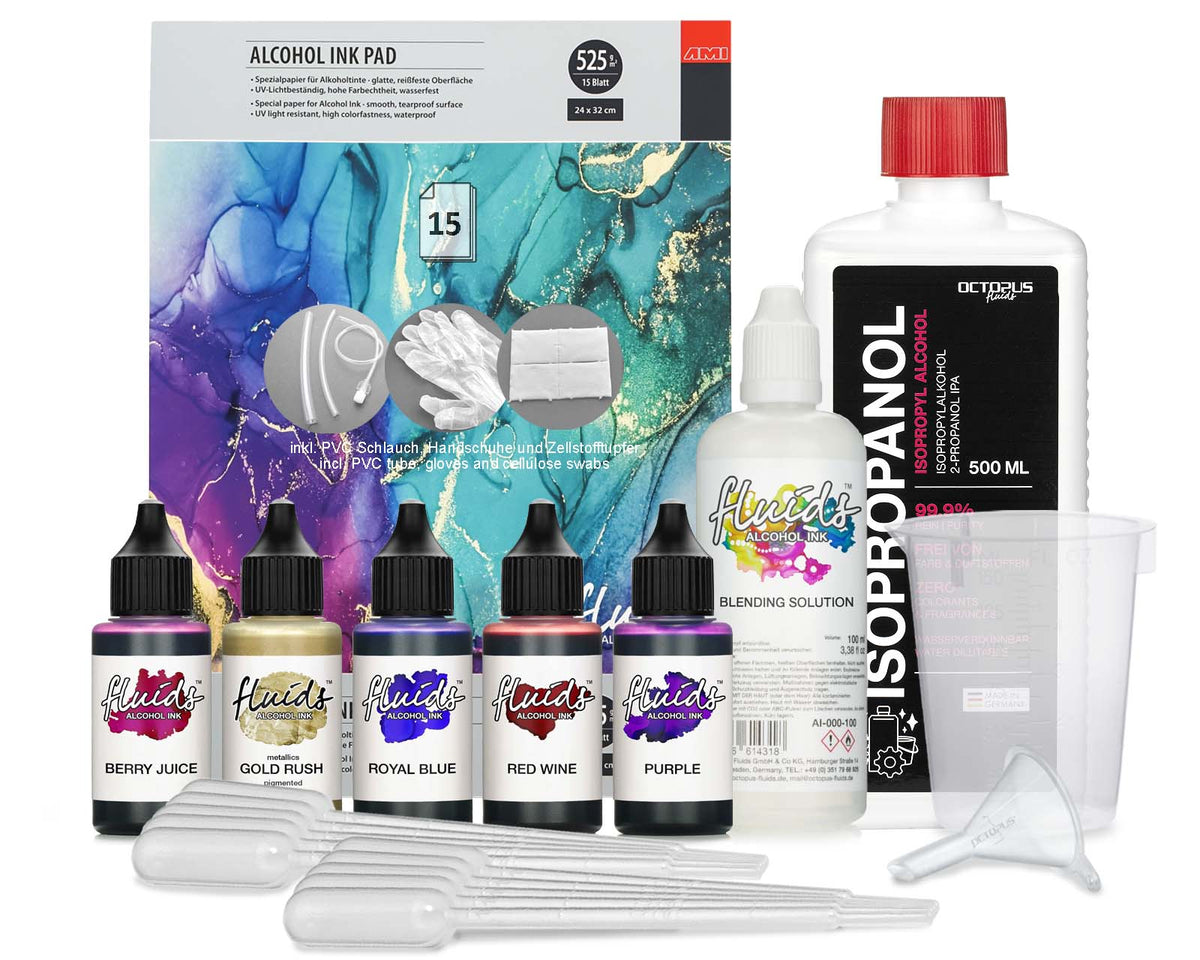 5 x 30 ml Octopus Fluids Alcohol Ink Complete Kit GOLDEN EVE