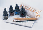 Coffret CALLIGRAPHIE Encre 4 Flacons et accessoires