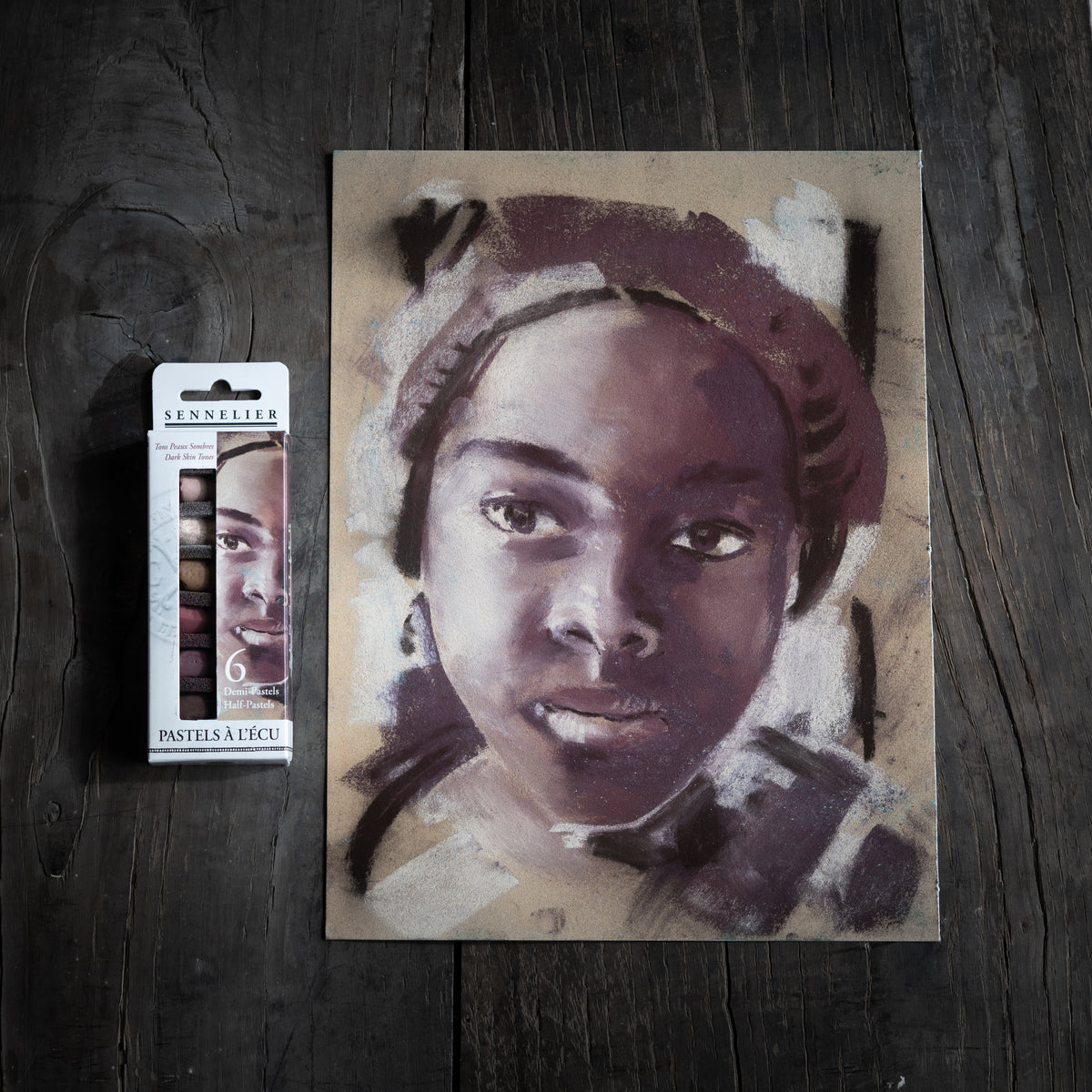 Étui 6 x 1/2 pastels à l'écu - Portrait