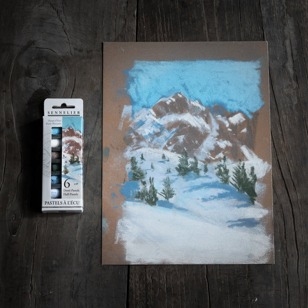 Étui 6 x 1/2 pastels à l'écu - Paysage d'Hiver by SENNELIER