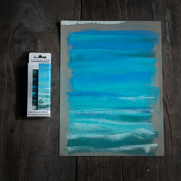 Étui 6 x 1/2 pastels à l'écu - Mer Emeraude