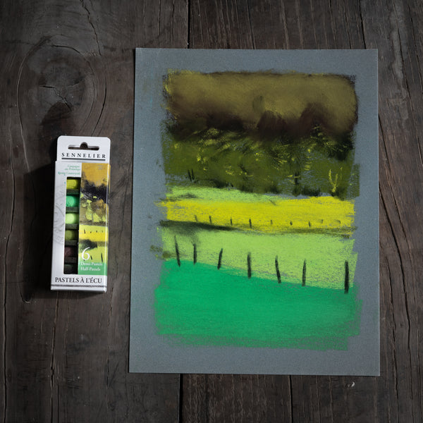 Étui 6 x 1/2 pastels à l'écu - Campagne au Printemps