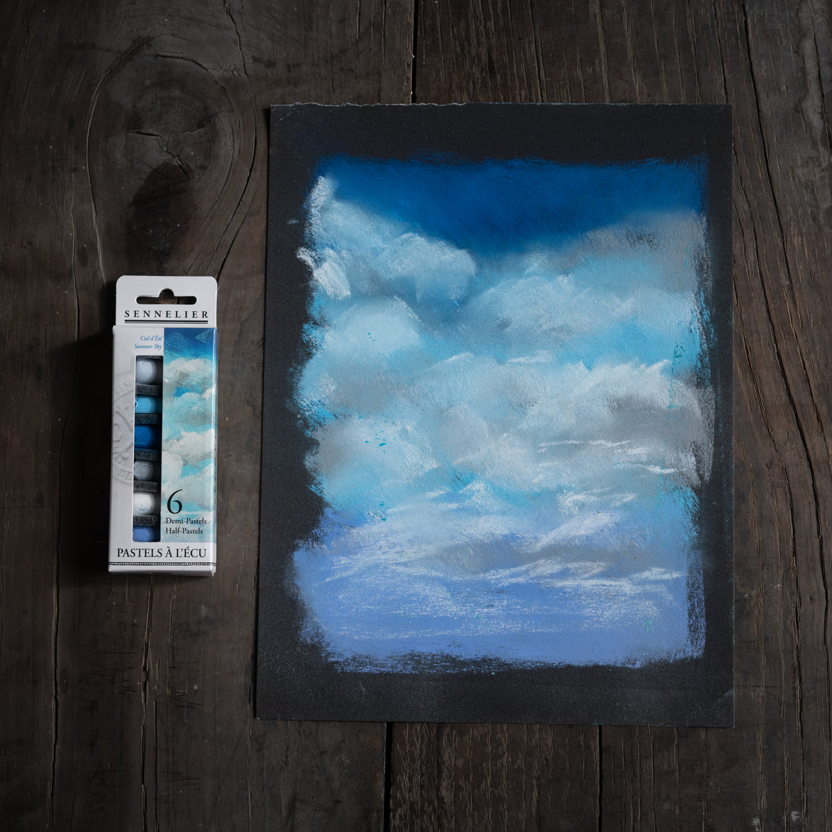Étui 6 x 1/2 pastels à l'écu - Ciel d'Été