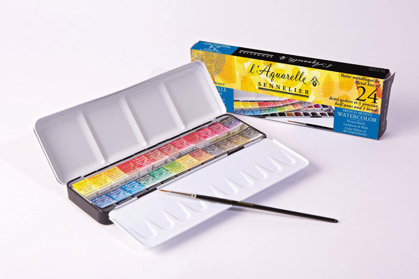 Boite métal Aquarelle Extra-fine 24 demi-godets