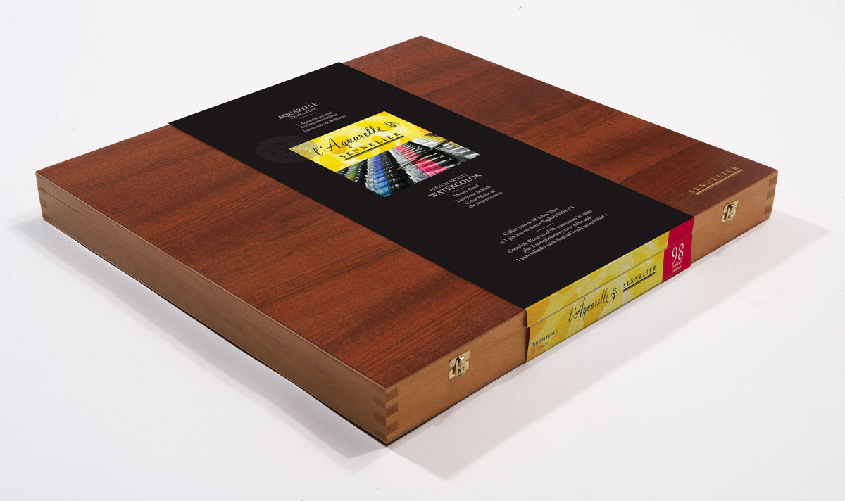 Boite en Bois Aquarelle Extra-Fine 98 couleurs 10ml + 1 pinceau