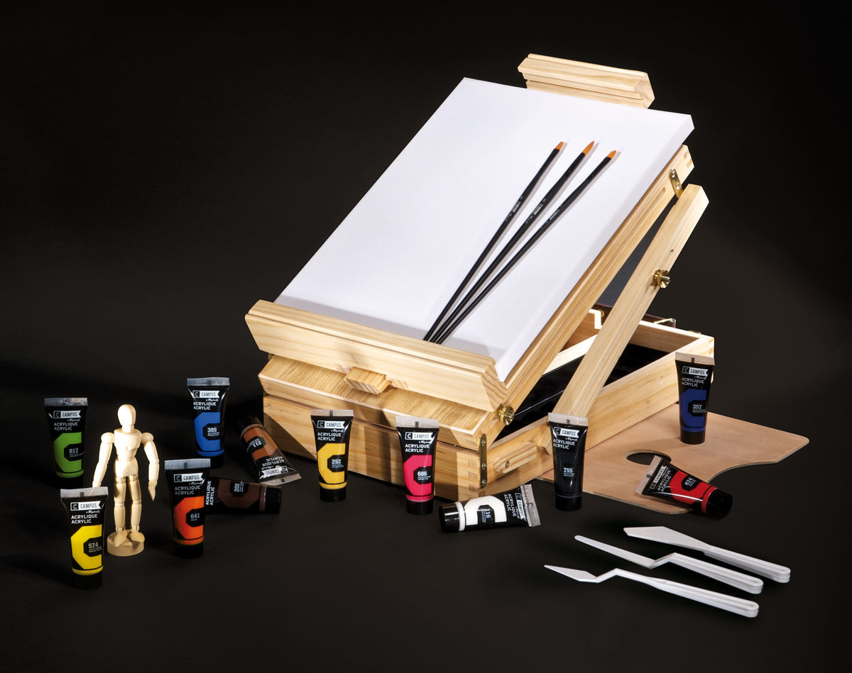 Boite INITIATION ACRYLIQUE avec Chevalet + accessoires