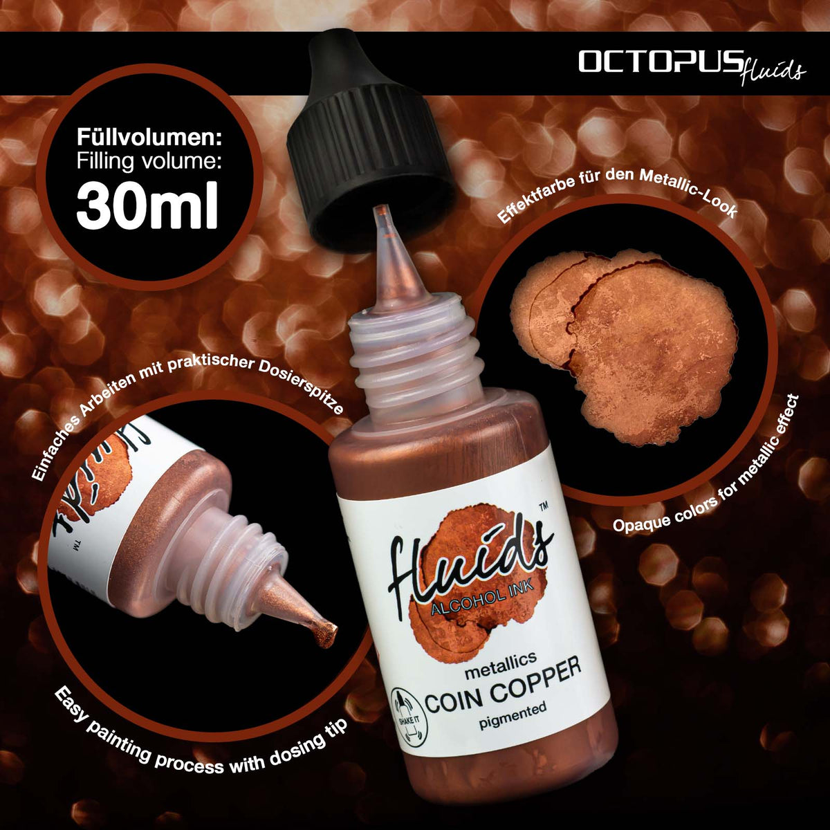 Encre à Alcool METALLICS COIN COPPER 30ml