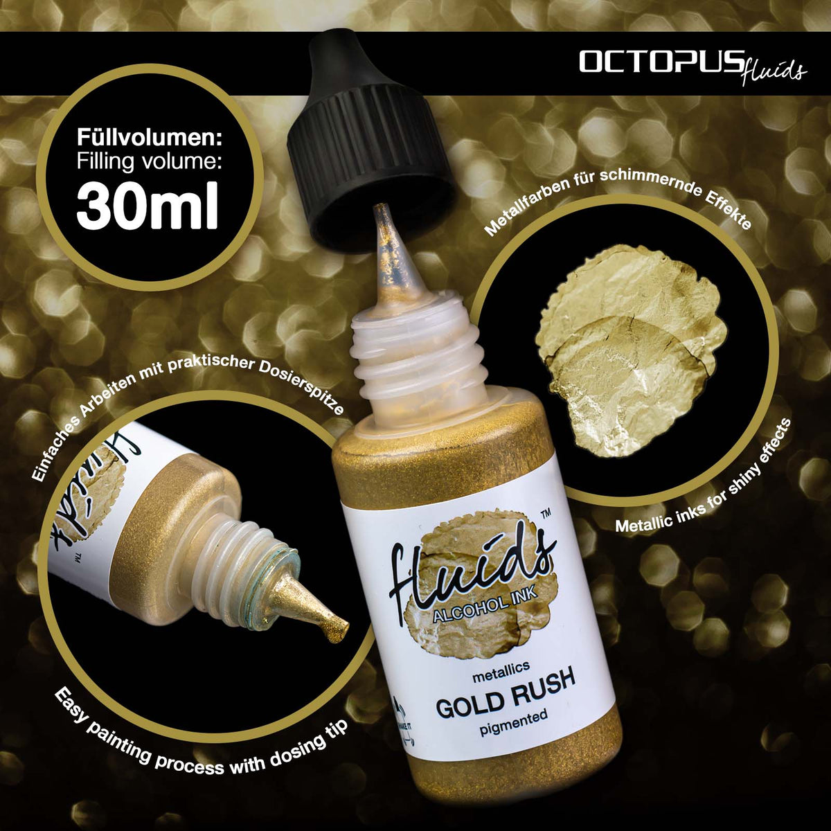 Encre à Alcool METALLICS GOLD RUSH 30ml