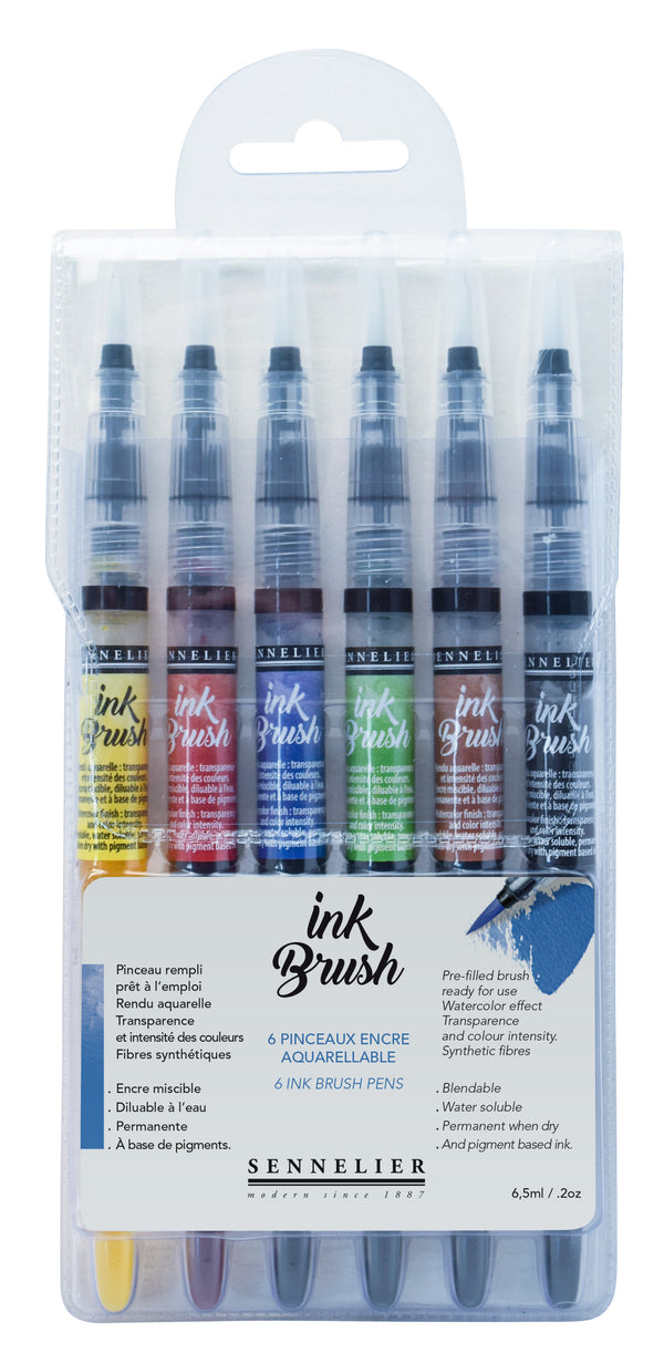 Set de 6 Pinceaux Encre - Couleurs Classiques