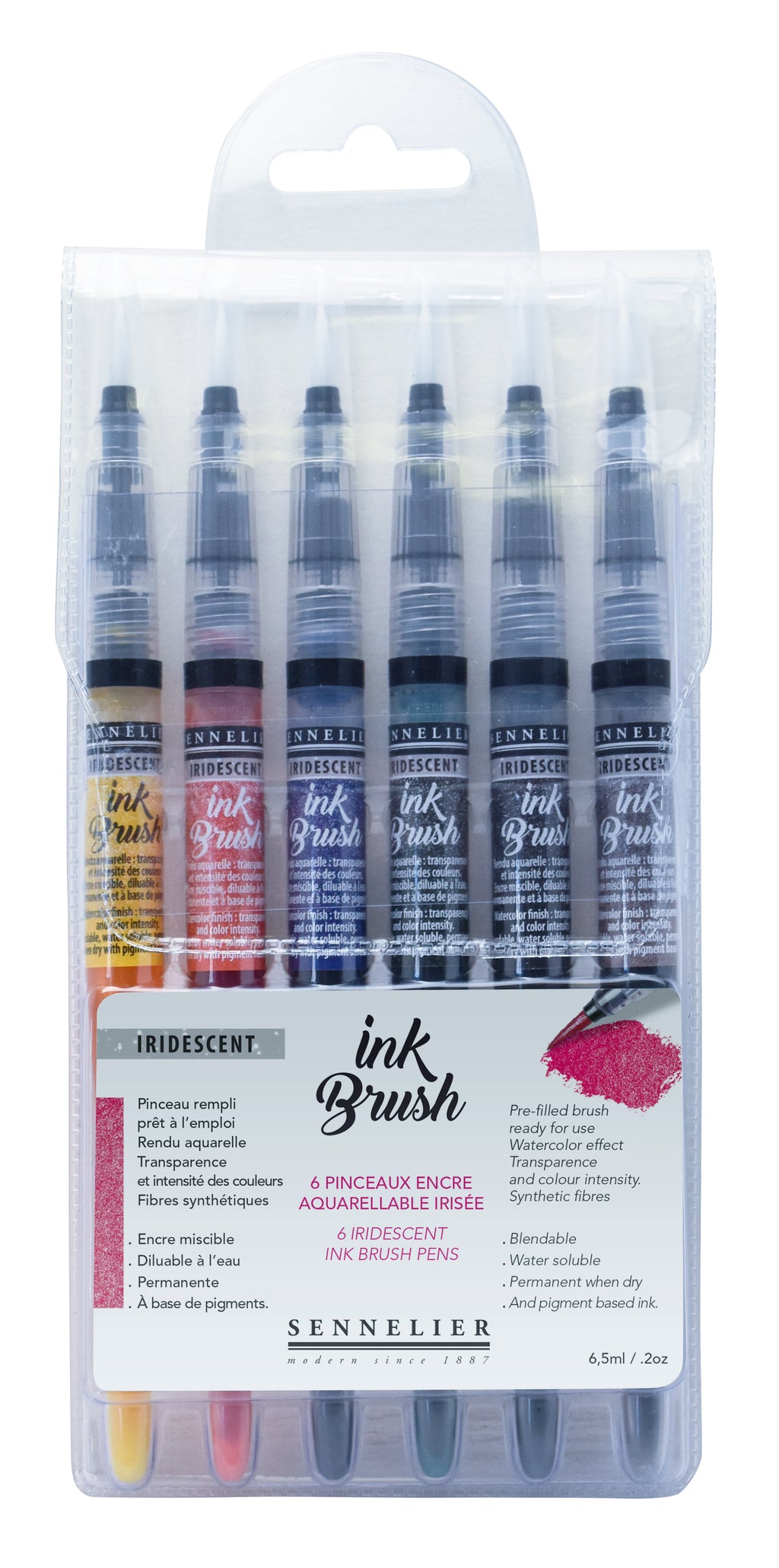 Set de 6 Pinceaux Encre - Couleurs Irisées