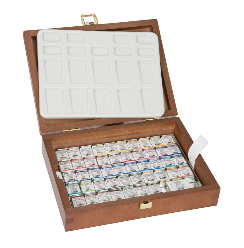 Boite bois HORADAM Aquarelle extra-fine 48 demi-godets