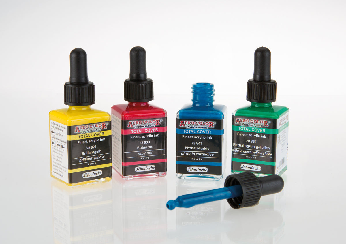 Coffret Aerocolor (9 x 28ml) - Aerocolor Finest Acrylic Ink by SCHMINCKE)