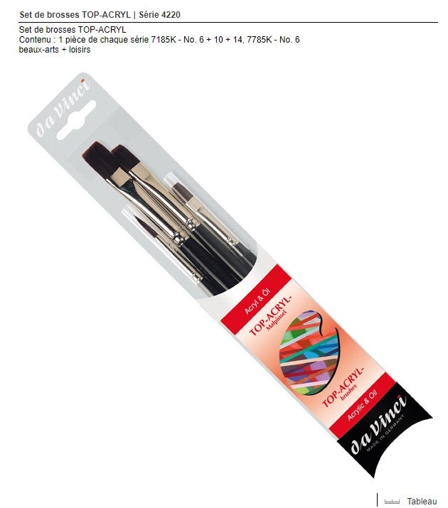Set de brosses Top-Acryl (acrylique & huile) - da Vinci